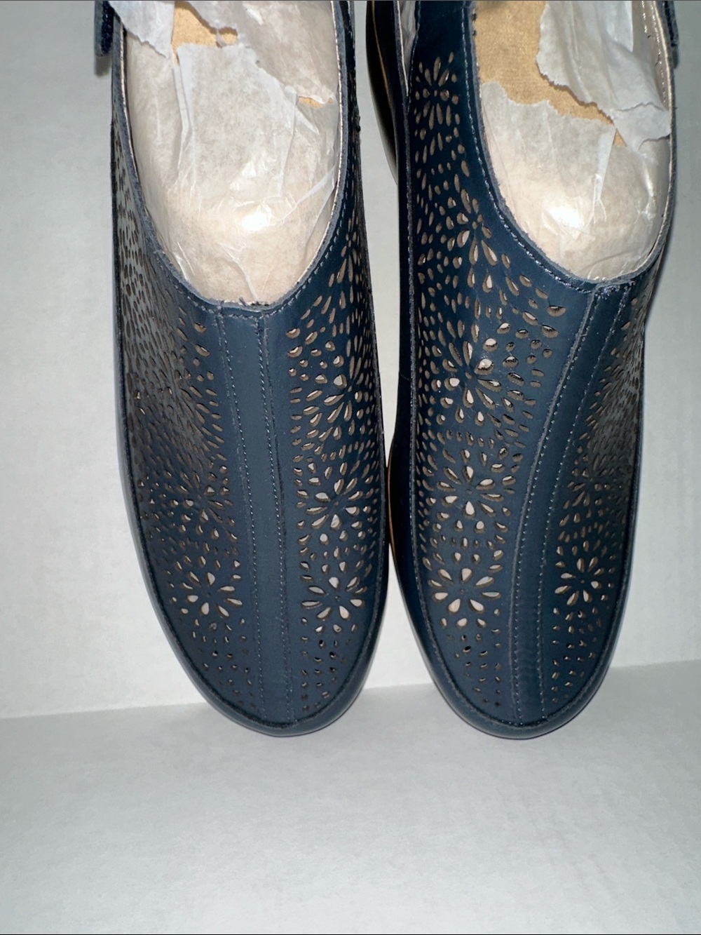Easy Spirit Navy Laser-Cut Slip-On Flats